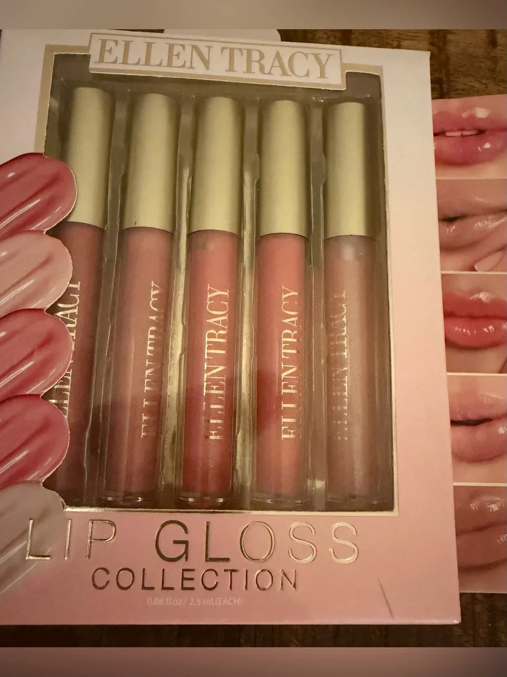 Ellen Tracy Pink Nude Lip Gloss Set - 5 Shades New